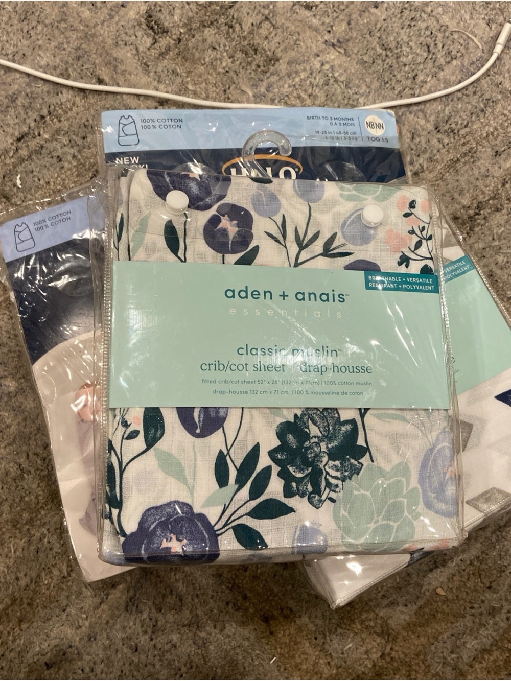 Brand New aden + anais Essentials Flowers Bloom English Crib Sheet Cotton Muslin